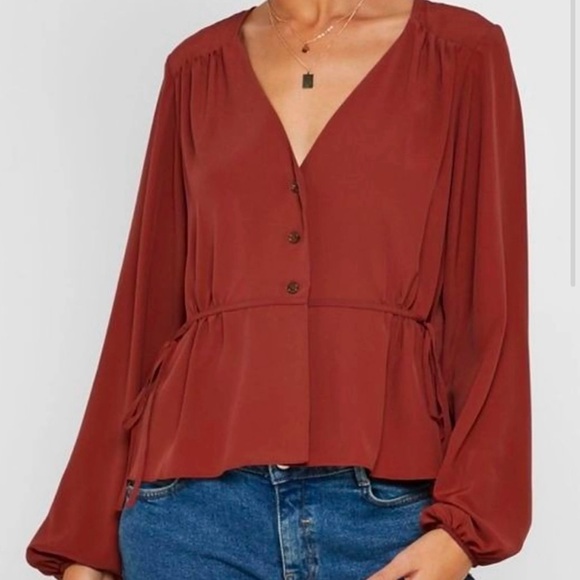 TopShop Women's side tie Rust Blouse - Picture 1 of 2
